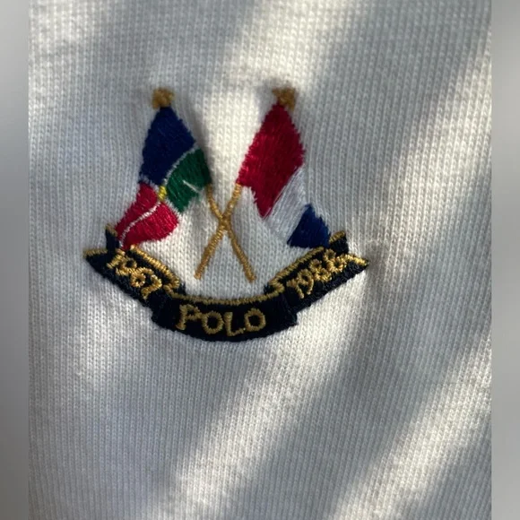 Vintage Ralph Lauren polo with denim collar. Long sleeve. White. Size small. - Picture 3 of 5